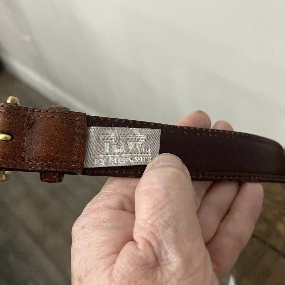 Vintage Skinny Brown Leather‎ Belt MENS 1